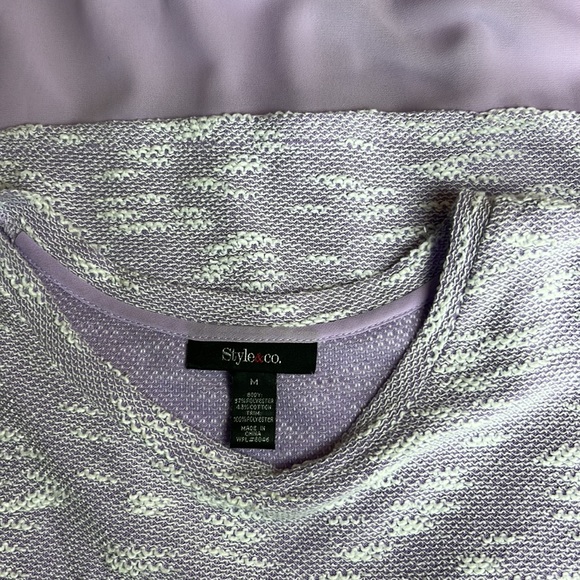 STYLE & CO Light Purple and White Short Sleeve Chiffon Layer Top Size Medium - Picture 6 of 7